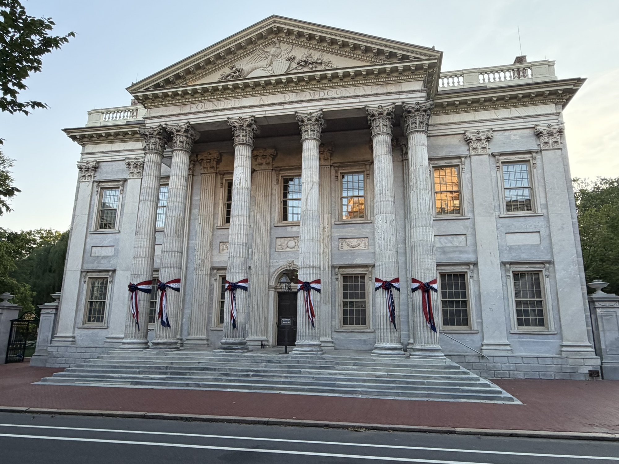 The First Bank of the United States, decorated for the 250th anniversary